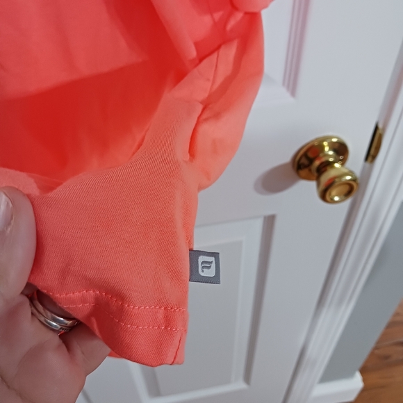 Fabletics Top Cage Starburst Short Sleeve Shirt Orange Color Women's Sz XXL - Picture 4 of 7